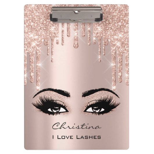 Rose Gold Makeup Artist Tropfen Eyelashes Klemmbrett (Vorderseite)
