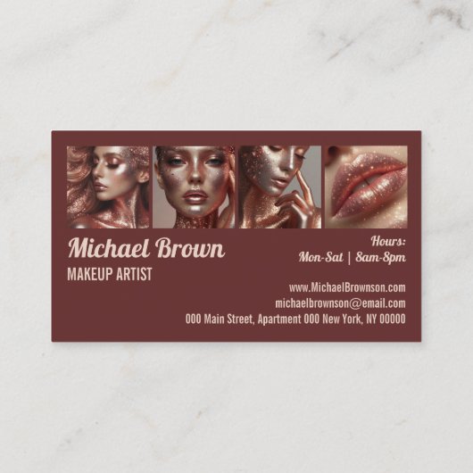 Rose Gold Makeup Beauty Salon Stylist Visitenkarte (Rückseite)