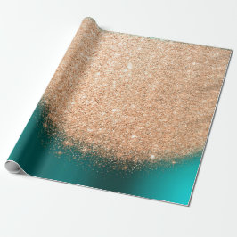 Rose Gold Makeup Confetti Glitzer Aquamarin Kupfer Geschenkpapier