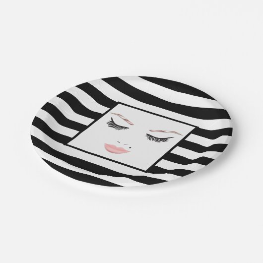 Rose Gold Makeup Gesicht Augenbrauen Lips Glam Bea Pappteller (Schrägansicht)