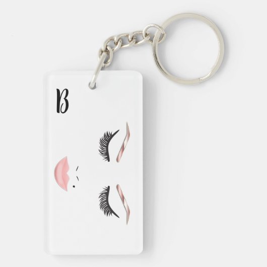 Rose Gold Makeup Gesicht Augenbrauen Lips Glam Bea Schlüsselanhänger (Rückseite)