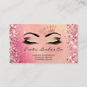 Rose Gold Makeup Glitzer Lashes Kronenlogo QR Visitenkarte
