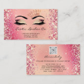 Rose Gold Makeup Glitzer Lashes Kronenlogo QR Visitenkarte (Vorne/Hinten)