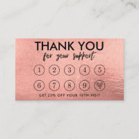 Rose Gold Makeup Logo Loyalty Card