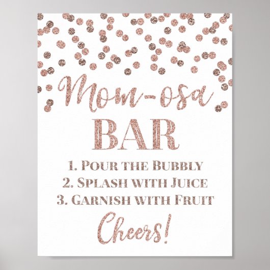 Rose Gold Mama-osa Bar Baby Dusche Poster (Vorne)