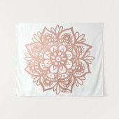 Rose Gold Mandala Art Pink Blume Wandteppich (Vorderseite (Horizontal))