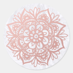 Rose Gold Mandala auf dem Aufkleber aus weißem Mar