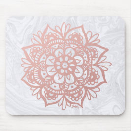 Rose Gold Mandala auf Mousepad aus weißem Marmor