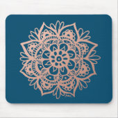 Rose Gold Mandala Blume in Dunkelblau Mousepad (Vorne)
