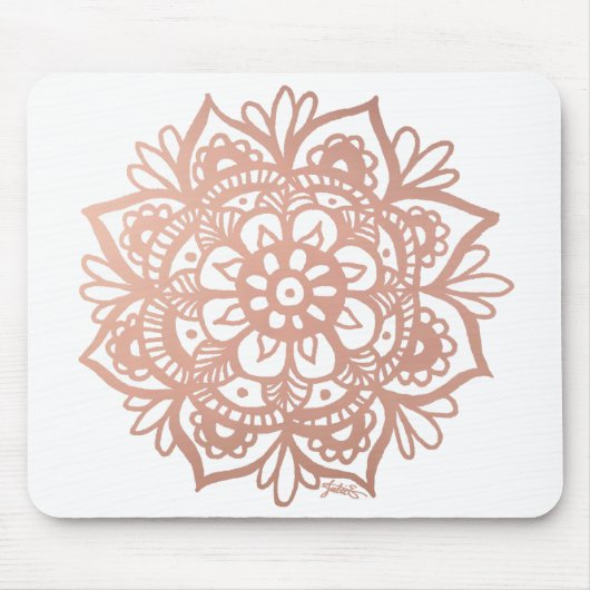 Rose Gold Mandala Blume Rosa Mousepad (Vorne)