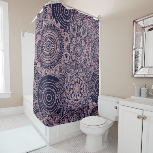 Rose Gold Mandala Collection Blaues Design Duschvorhang (Beispiel)