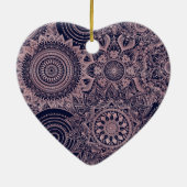 Rose Gold Mandala Collection Blaues Design Keramik Ornament (Hinten)