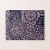 Rose Gold Mandala Collection Blaues Design Puzzle (Horizontal)