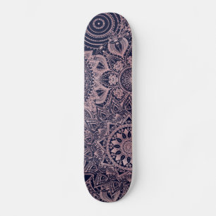 Rose Gold Mandala Collection Blaues Design Skateboard