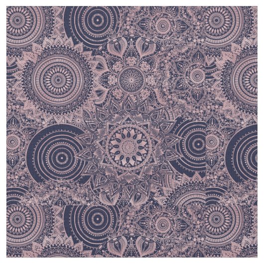 Rose Gold Mandala Collection Blaues Design Stoff (Nahaufnahme)