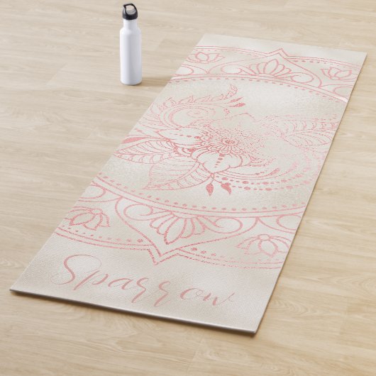 Rose Gold Mandala Creme Foil Individuelle Name Yogamatte (Beispiel)