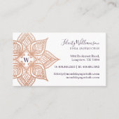 Rose Gold Mandala & Dark Lila Plum Monogram Visitenkarte (Vorderseite)