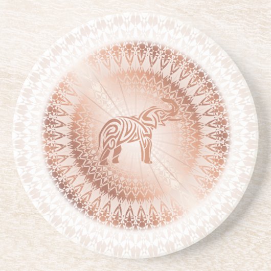 Rose Gold Mandala Elephant Getränkeuntersetzer (Vorne)