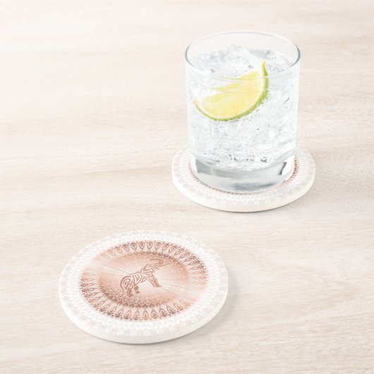 Rose Gold Mandala Elephant Getränkeuntersetzer (Seite)
