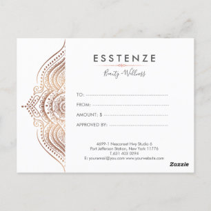 Rose Gold Mandala Geschenkgutachten Design Postkarte