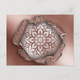 ROSE GOLD MANDALA GLITZER TORN PAPIER POSTKARTE