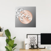 Rose Gold Mandala Grau Kirsche Blüten Poster (Heimbüro)