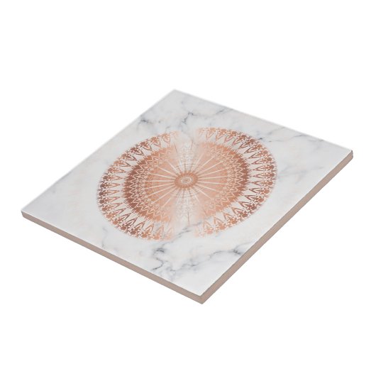 Rose Gold Mandala Gray Marble Fliese (Seite)