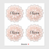 Rose Gold Mandala Individuelle Name Sticker (Blatt)