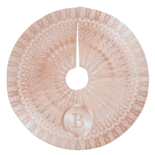 Rose Gold Mandala Monogram Fleece Weihnachtsbaumdecke (Vorderseite)