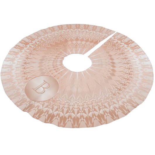 Rose Gold Mandala Monogram Polyester Weihnachtsbaumdecke (Schrägansicht)