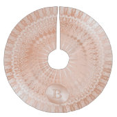 Rose Gold Mandala Monogram Polyester Weihnachtsbaumdecke (Vorderseite)