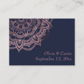 Rose Gold Mandala Navy Unterkünfte Beilage Karte (Rückseite)