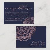 Rose Gold Mandala Navy Unterkünfte Beilage Karte (Vorne/Hinten)