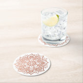 Rose Gold Mandala Runder Pappuntersetzer (Vor Ort)