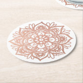 Rose Gold Mandala Runder Pappuntersetzer (Angewinkelt)