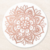 Rose Gold Mandala Runder Pappuntersetzer (Vorderseite)