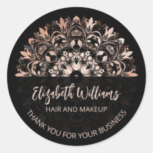 Rose Gold Mandala Schwarz Danke Geschäft Runder Aufkleber