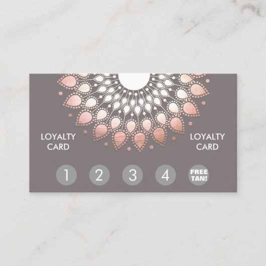 Rose Gold Mandala Spray Tan Loyalty Punch Treuekarte (Vorderseite)