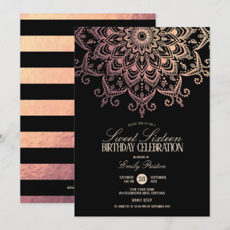 Rose Gold Mandala Sweet 16 Party Einladung