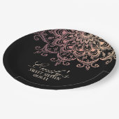 Rose Gold Mandala Sweet 16 Party Pappteller (Schrägansicht)