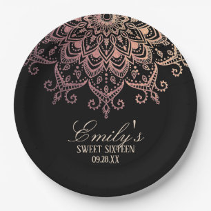 Rose Gold Mandala Sweet 16 Party Pappteller