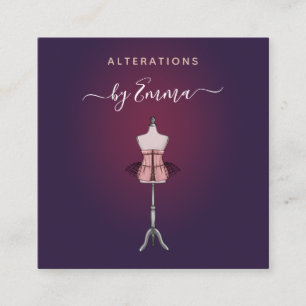 Rose Gold Mannequin Burgund Seamstress Quadratische Visitenkarte