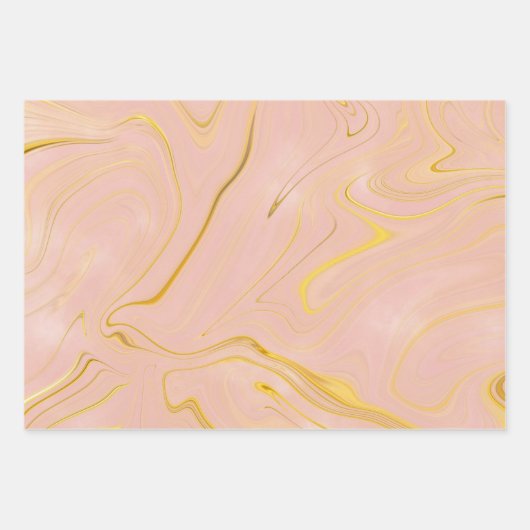 Rose Gold Marble Agate Glitzer Geschenkpapier Set (Vorderseite)