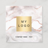 Rose gold marble agate logo QR elegant Quadratische Visitenkarte (Vorderseite)