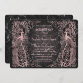 Rose Gold Marble Art Deco Bachelorette Party Einladung (Vorne/Hinten)