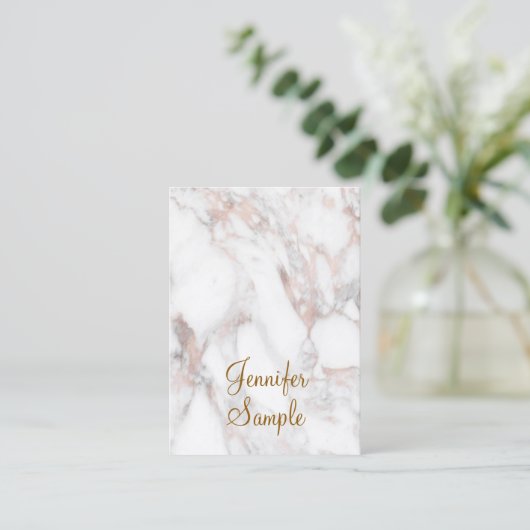 Rose Gold Marble Calligraphy Script-Vorlage Visitenkarte (Stehend Vorderseite)