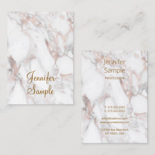 Rose Gold Marble Calligraphy Script-Vorlage Visitenkarte (Vorne/Hinten)