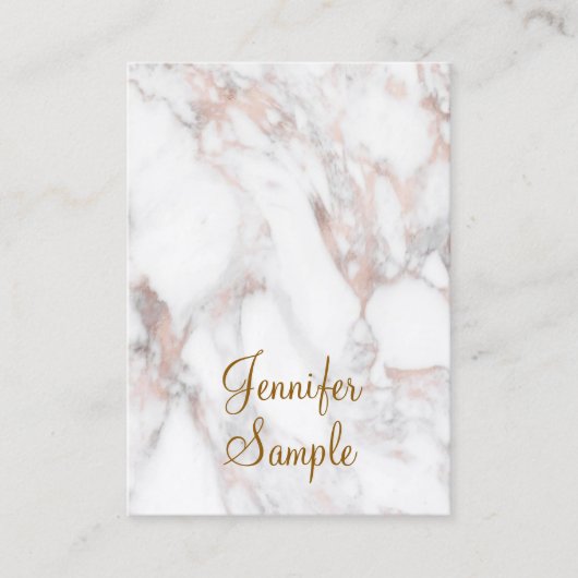 Rose Gold Marble Calligraphy Script-Vorlage Visitenkarte (Vorderseite)