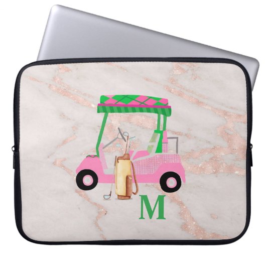 Rose Gold Marble Chic Golf Gal Laptopschutzhülle (Vorderseite)