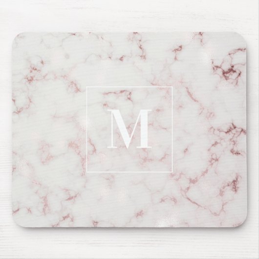 Rose Gold Marble Custom Monogram Mousepad (Vorne)
